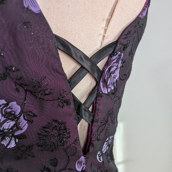 Vintage Morgan Co Prom Dress Maxi Gown 6 Purple Y2K Goth Whimsigoth 90S Floral - Picture 9 of 13